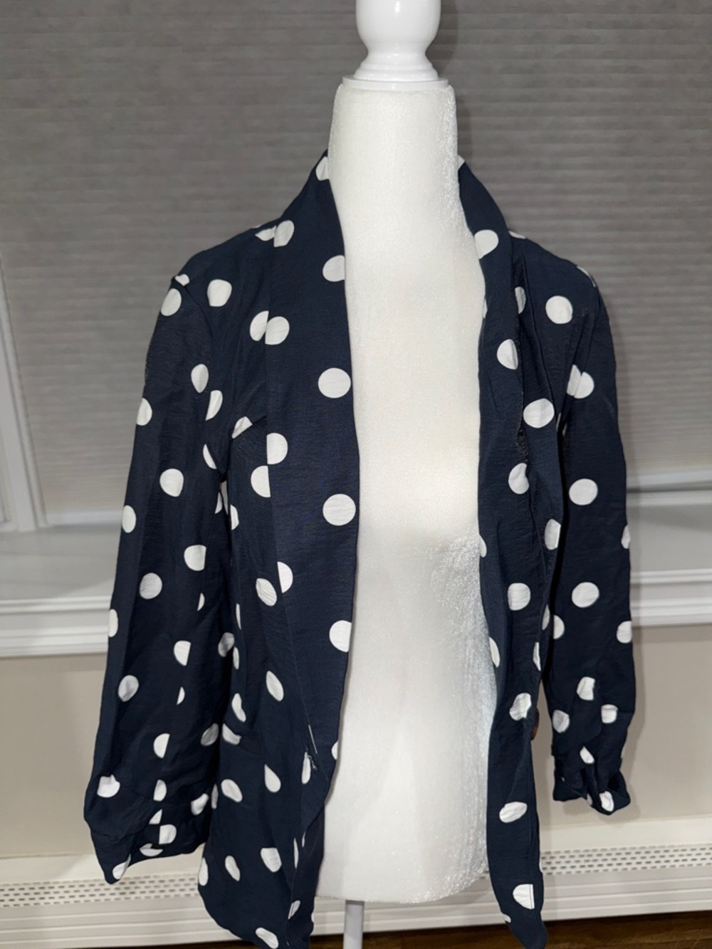 LC Lauren Conrad Navy Polka Dot Open-Front Blazer